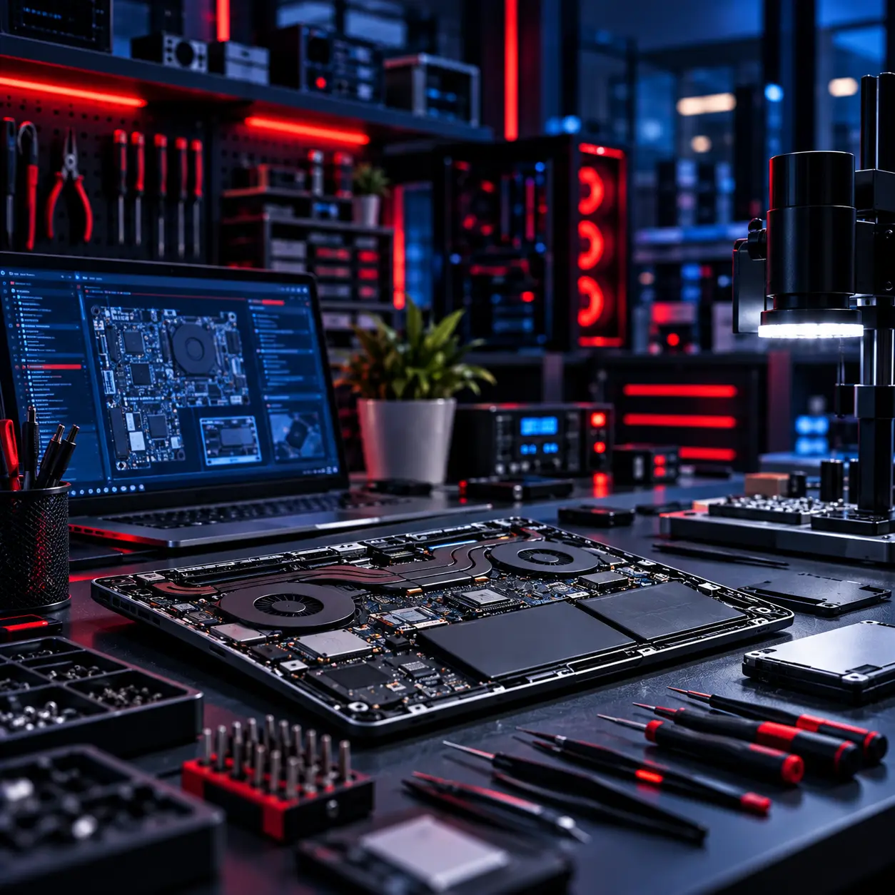 MWIG TECH technician diagnosing computer hardware